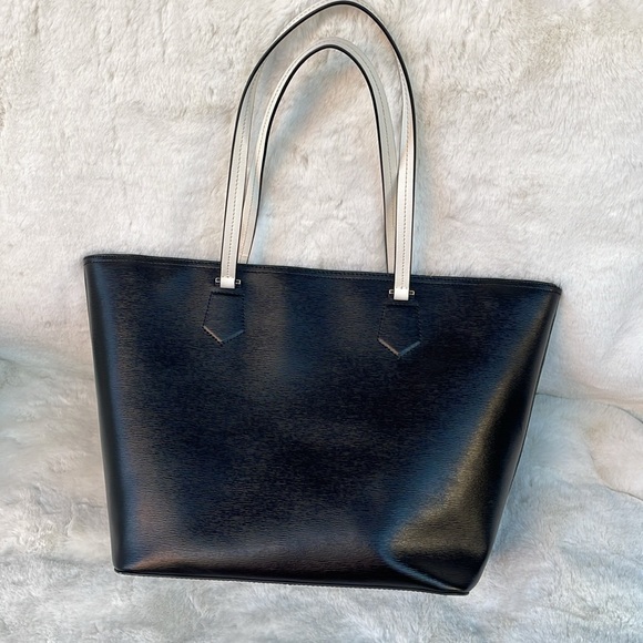Slightly used, auth  RALPH LAUREN color blocking 100% Cow Leather Tote Bag - Picture 8 of 14